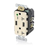 Leviton T5832-HGT 20-Amp Hospital Grade USB Charger/Tamper-Resistant Duplex Receptacle, Lt. Almond [
