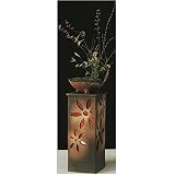 信楽焼　信楽BEST SELECTION　陶照明・コゲ花彫角庭園燈・防水ライト付（全高46cm×全幅20.5cm）※写真の植木鉢・植物は付属致しておりません。