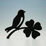 エクステリア ステンレス ウェルカムアニマルGHO-ANIMAL-09「幸せの鳥」 門柱 壁飾り かわいい 四つ葉 クローバー