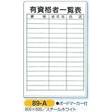 つくし工房 有資格者一覧表 スチールホワイト 89-A