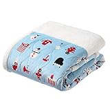 西川(Nishikawa) マタノアツコ ウォッシャブル合繊肌掛け布団 シングル 冬のギフト柄 ブルー GE02800090