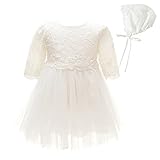 Moon Kittyベビー女の子ドレス洗礼式洗礼ガウンフラワーガールドレス カラー: ホワイト