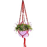 BESTOMZ 植物ハンガーフラワーポット 植物ホルダー 屋内/屋外天井デッキバルコニー装飾（赤）