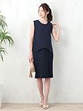 Angeliebe エンジェリーベ マタニティ ワンピース 授乳口付き フライス クルーネック ノースリーブ ドッキング ワンピ 妊婦服 産前 産後 M ～ L ネイビー 22039 22039302