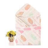 Petit Bella フード付き おくるみ ガーゼタオル 新生児 6重ガーゼケット ベビー 赤ちゃん オールシーズン 大判 100％コットン 通気 吸汗 保温 出産祝い (多彩綿羊柄)