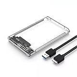 2.5インチハードディスクケースUSB 3.0 5Gbps 高速データ転送，接続SATA互換ポータブルHDD/SSD外付けドライブ ケース ネジ&工具不要 簡単着脱 Mac/Windows/Linux PS 4/PS 3/XBox/HDTVなど、USB 3.0ケーブル付き（透明な ）