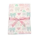 Baby Gear Plush Velboa Ultra Soft Baby Girls Blanket 30 x 40, Coral Hearts & Bows by Baby Gear