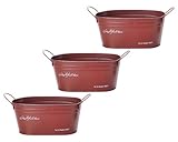 ナチュラルブリキポット オーバルS レッド 210×110×95Hmm 3197-C-RD 3個セット