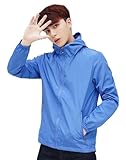 [シジャァーノ] ウィンドブレーカー メンズ 長袖 カジュアル コート ゆったり アウター 防風 ジャンパー フード付き ウィンドブレーカー シンプル ブルーM