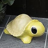 信楽焼　カメ　10号福 亀（黄色）【ok-0030】　しがらき焼　陶器　焼き物　置物　かめ　ガーデンオーナメント　庭　インテリア　縁起物 (10号【幅315×奥行220×高145mm】, 黄色)