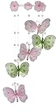 The Butterfly Grove Chloe Butterfly Nursery Mobile Hanging Nylon Layered Decor, Pink/Green by The Bu