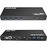 WAVLINK USB 3.0/USB CウルトラHD / 5Kユニバーサルドッキングステーション、2xディスプレイポート、2xHDMI、ギガビットイーサネット、6 USB 3.0ポート、PD機能を対応しないデュアル4Kビデオディスプレイ