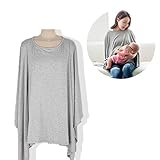 ハナノ 3WAY 高品質 授乳ケープ ストール ポンチョ 360度 安心 ナーシングケープ セルローズ繊維 (グレー)