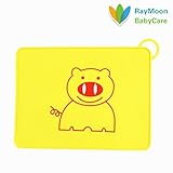 Raymoon ベビー用　お食事マット　ランチョンマット ランチマット　シリコン製　子供給食用　かわいい動物柄　食べこぼしキャッチ　撥水 防汚 丸洗い　持ち運び便利　滑り止め　クマ　イエロー
