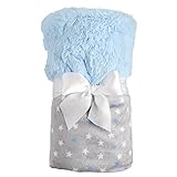 Mud Pie Minkie Blanket Infant Nursery, Twinkle Star Gray and Blue by Mud Pie