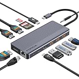 ドッキングステーションからトリプルモニターへ、13イン1 USB Cドック、4k@60HZ HDMI2個、DisplayPort、100W PD、3つのUSB 3.2ポート、イーサネット、SD TFカードリーダー、オーディオ、ノートパソコンMacBook/Dell/HP用USBドッキングステーション