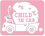imoninn CHILD in car ステッカー　【マグネットタイプ】　No.37　ハリネズミさん　（ピンク色）
