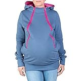 【アウトレット】 (マーシェル) Marshel マタニティ カンガルーパーカー 【 赤ちゃんすっぽり 】 フード付き 産前 産後 長く使える 妊婦服 ブルーxピンク XL