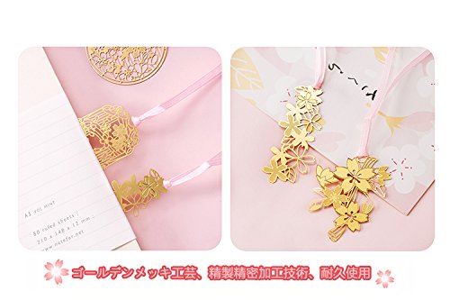 Wenscha 桜のしおり 金の栞シリーズ 24K表面加工 金属製ブックマーカー