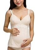マタニティキャミソール ブラ兼キャミソール ワンピース 授乳キャミ 産前産後兼用 ブラキャミ ストラップオープン ノーワイヤーブラ インナー ブラトップ ブラジャー （ベージュ/L）