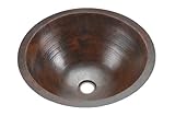 Premier Copper Products LR17FDB Round Under Counter Hammered Copper Sink, Oil Rubbed Bronze by Premi