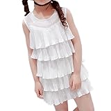 PAPA KIDS 子供シフォンドレス ベビーワンピース ベビーチュールドレス ノースリーブ女の子プリンセスドレス フリル夏 誕生日 子供の日入園式 七三五 花嫁介添人 (90cm, ホワイト)