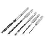 uxcell ドリル刃 5合1ツイストドリルビットセット　電気ウッド　2mm-6mm　HSS　ブラック