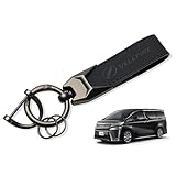 [MiJuduo] ヴェルファイア Vellfire 30系 40系対応 本革 車用キーホルダー キーリング キーチェーン 車専用ロゴ 防錆 デボス加工 カラビナ ストラップ 手触りいい 紛失防止 シンプル おしゃれ ブラック [並行輸入品]