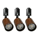 Luxour スポットライト ダクトレール レールライト 60W形相当 LED一体型 LED電球内蔵 ライティングレール専用 ダクトレール レールライト 電球色 自然色 昼白色 ダクトレール用照明 LED 一体式 おしゃれ スポット照明 ダイニング 間接照明 照明器具 ハロゲン電球 (3セット, ブラウンの器具-電球色)