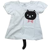 【春夏対応】 CHEEK ROOM(チイクルーム) 製品洗い加工済み42/2天竺半袖ねこTシャツ 95cm/OW NO.B-480108