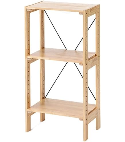 アクタス 木製ラック 棚 4段 ナチュラル Amazon｜天然 木製 ラック 【 4段 43×96×27cm】 棚 ナチュラル