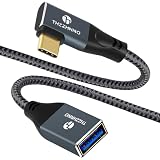 Thzzhnno USB C - USBメスケーブル 0.5m、USB 3.0メス→USB Cオス 左右90度角度OTGケーブル、MacBook Pro、LG G6 G5 V20に対応