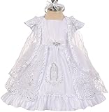 Little Baby Girls Virgin Mary刺繍洗礼式洗礼ドレス カラー: ホワイト
