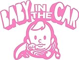 Baby in the car 　ベービーインザカー　子供が乗ってますステッカー Super Boy (ピンク)