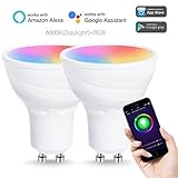 LOHASスマートLED電球、調光可能gu10 LED Wifi電球、RGB +デイライトホワイトLED、リモート制御mr16の色変更ライト電球、ハブ必要ありません、互換性Alexa、Googleアシ