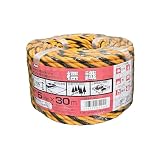 ユタカメイク 標識ロープ 6mm×30m 3ッ打 万能パック イエロー×ブラック YBN630 コンパクト トラロープ 警戒 安全表示 立入禁止 バリケード