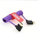 DRRI 8K HDMI 2.1 Ultra High-Speed Braided Coiled Cable for Sony A7III a7s3, Atomos Ninja V (Left HDMI-Right HDMI, Purple Braided Coiled)