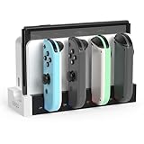 PGRTYOF Switch & Switch 有機EL ジョイコン用 充電スタンド Joy-Con コントローラー充電 、Switch Joycon用充電ドックステーション - 最大4つのコントローラーを充電、SwitchおよびSwitch OLEDモデルに対応、4ポート、LEDインジケータ、オーバープロテクション (黒白)