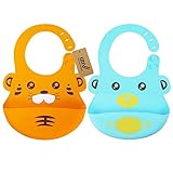 iZiv 2枚ベビーバンダナ防水シリコーンビブ簡単にきれいな0~3歳（カラー2）