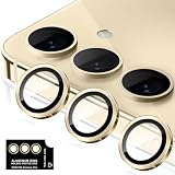 Kakuki for Galaxy S25 用 カメラフィルム ギャラクシーS25 カメラ保護フィルム 薄型 強化ガラス 耐衝撃 独立型 露出オーバー防止 アルミ合金 カメラカバー (ゴールド, Galaxy S25)