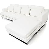 ソファ ソファー カウチソファ 3人掛け スチール脚 ポケットコイル レザー ホワイト