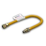 Flextron FTGC-YC12-36M 36 Flexible Yellow Epoxy Coated Gas Line Connector with 5/8 Outer Diameter an