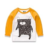 PANCY 子供服 春秋 長袖 Tシャツ キッズ トレーナー 丸い襟 男の子 女の子 可愛い 動物柄 くま きつね うま(100cm,ホワイト)