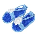 (ビグッド)Bigood ベビーサンダル ニット靴 赤ちゃん用 ソックス 新生児 ベビー用品 手作り キッズサンダル 室内用ベビーシューズ 立体ビーズブルー