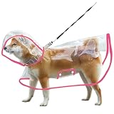Peukialt 犬用レインコート ペットレインコート カッパ ポンチョ 帽子付 小型犬 中型犬 大型犬 耐水性 透明な合成樹脂 風よけ寒さ対策 着脱簡単 (ブルー, M【日本国内出荷】)