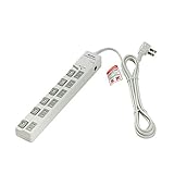 エルパ(ELPA) スイッチ付タップ 雷ガード コンセント 延長コード LED 上差し 6個口 2ｍ ブレーカー WLS-LU620SB(W)