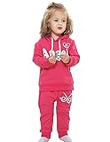 フード付 セットアップ ベビー 赤ちゃん 女の子 男の子 男女兼用 80cm 濃桃色 桃色 水色 橙色 冬服 パーカー (ローズピンク)