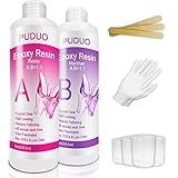 Puduo 1.9L（64オンス） エポキシレジンクリアキット アート ジュエリー制作 クラフト キーチェーン レジン946ml（32オンス） 硬化剤946ml（32オンス） 高速硬化 2液 ABエポキシ キャスティングレジン 1.9L（64オンス） クリア