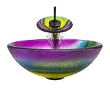 Aurora Sinks A13-ORB-G Bathroom Ensemble with Grid Drain, Frosted Glass Vessel, Sink, Ring and Water