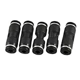 uxcell 空気圧クイック継手　チューブコネクタ　ワンタッチ　クイック継手　4mm-4mm　ブラック　プラスチック製　5個入り